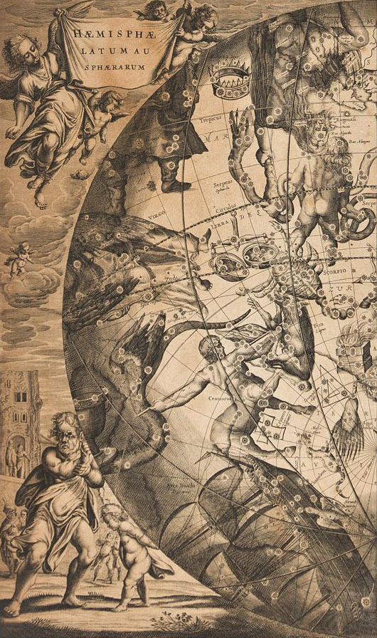 Detail of a 17th-century celestial hemisphere chart